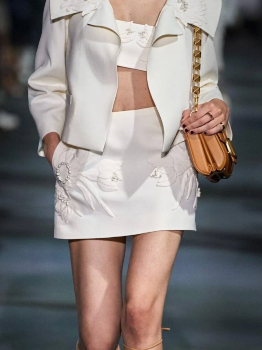 Valentino Runway Floral Embroidered Skirt
